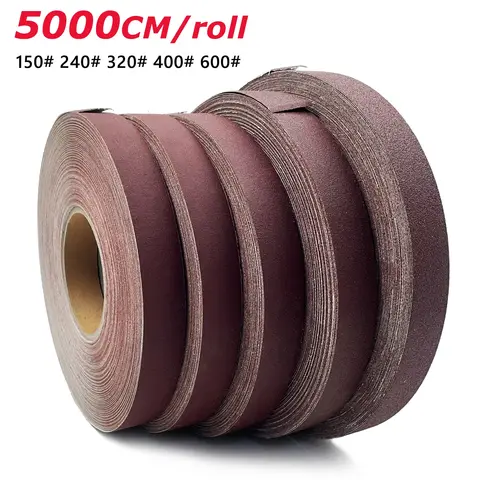 5000CM 60-600 그릿 에머리 천 롤 연마 도구 용 연마 사포 금속 가공 Dremel 목공 가구