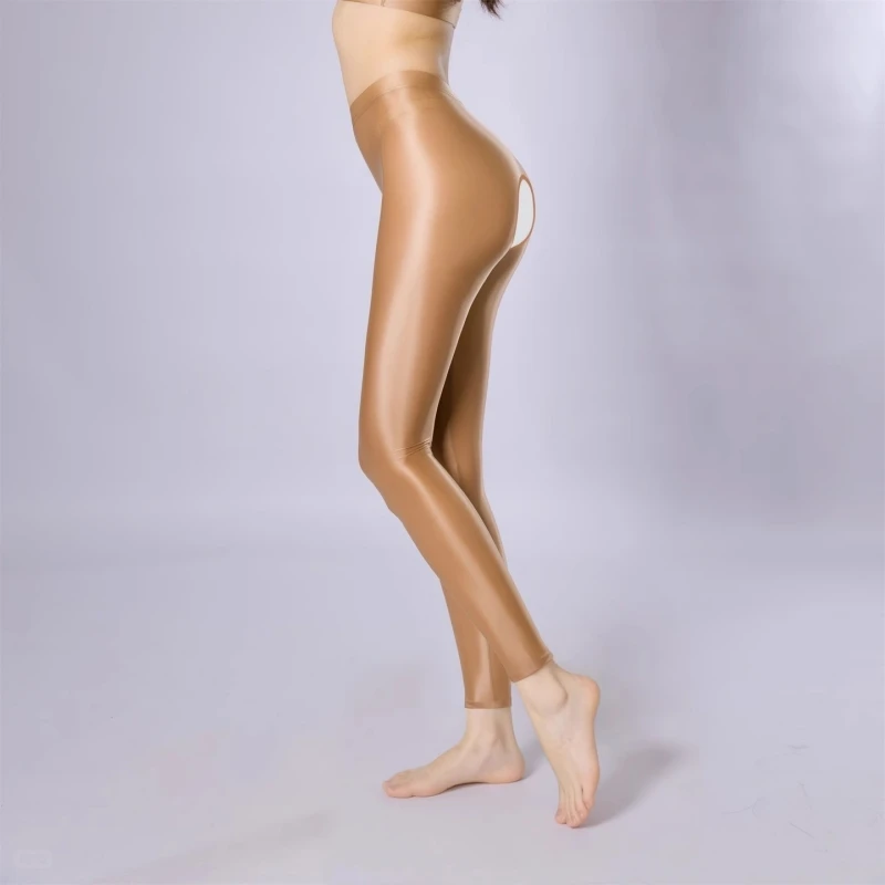 100D Spring Autumn Satin Leggings Plus Size Oil Shiny Footless Shaping Pantyhose Open Crotch / Close Crotch Skinny Leg Tights