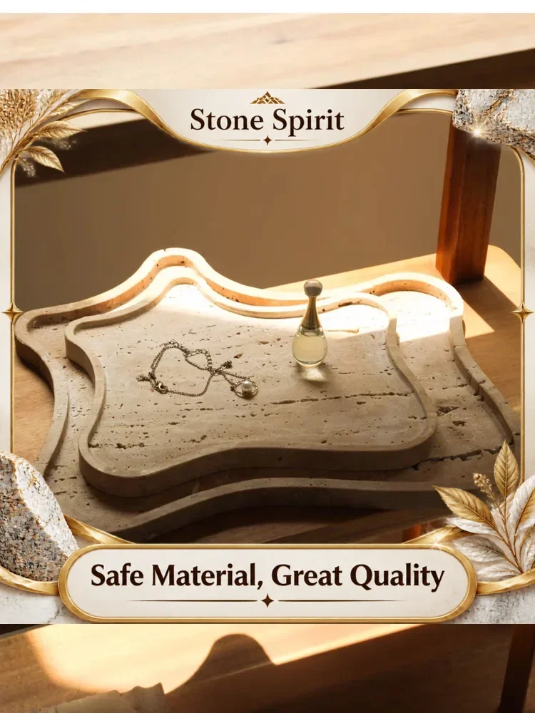 【Premium】Wabi-Sabi Style Creative Irregular Natural Tray, Decorative Fruit Plate, Premium Home Decoration, Desktop Storage Tray
