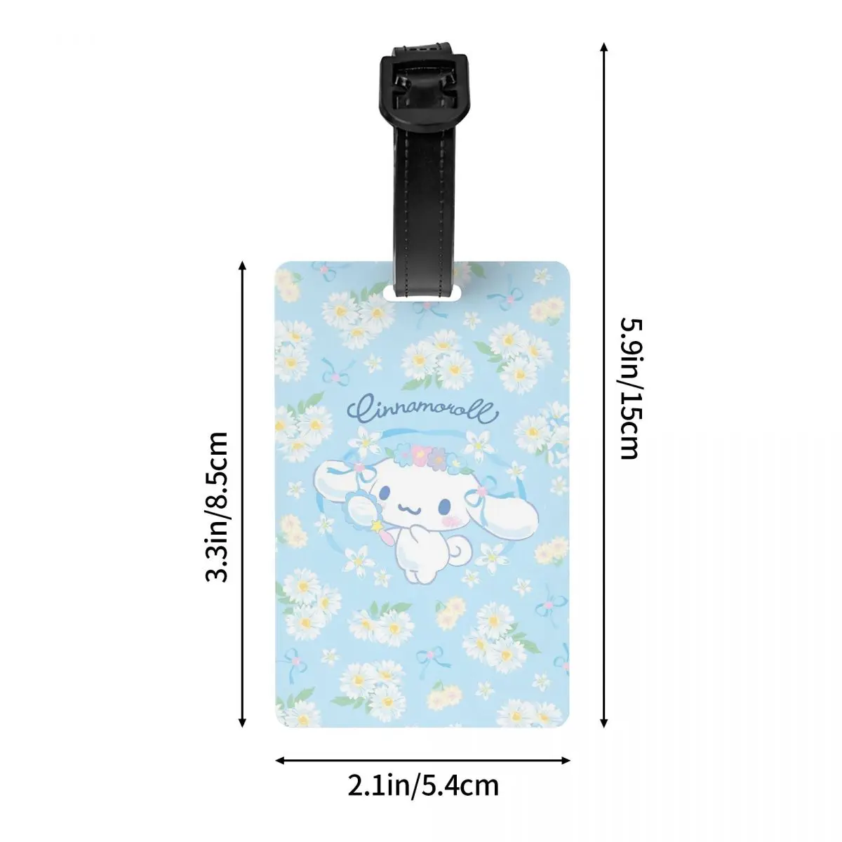 Sanurgente Cinnamoroll-Étiquettes de bagage de dessin animé mignon, étiquette de bagage portable, étui de sac, étiquettes d'identité, adresse de bagage, cadeaux d'étiquette de bagage, gel de valise