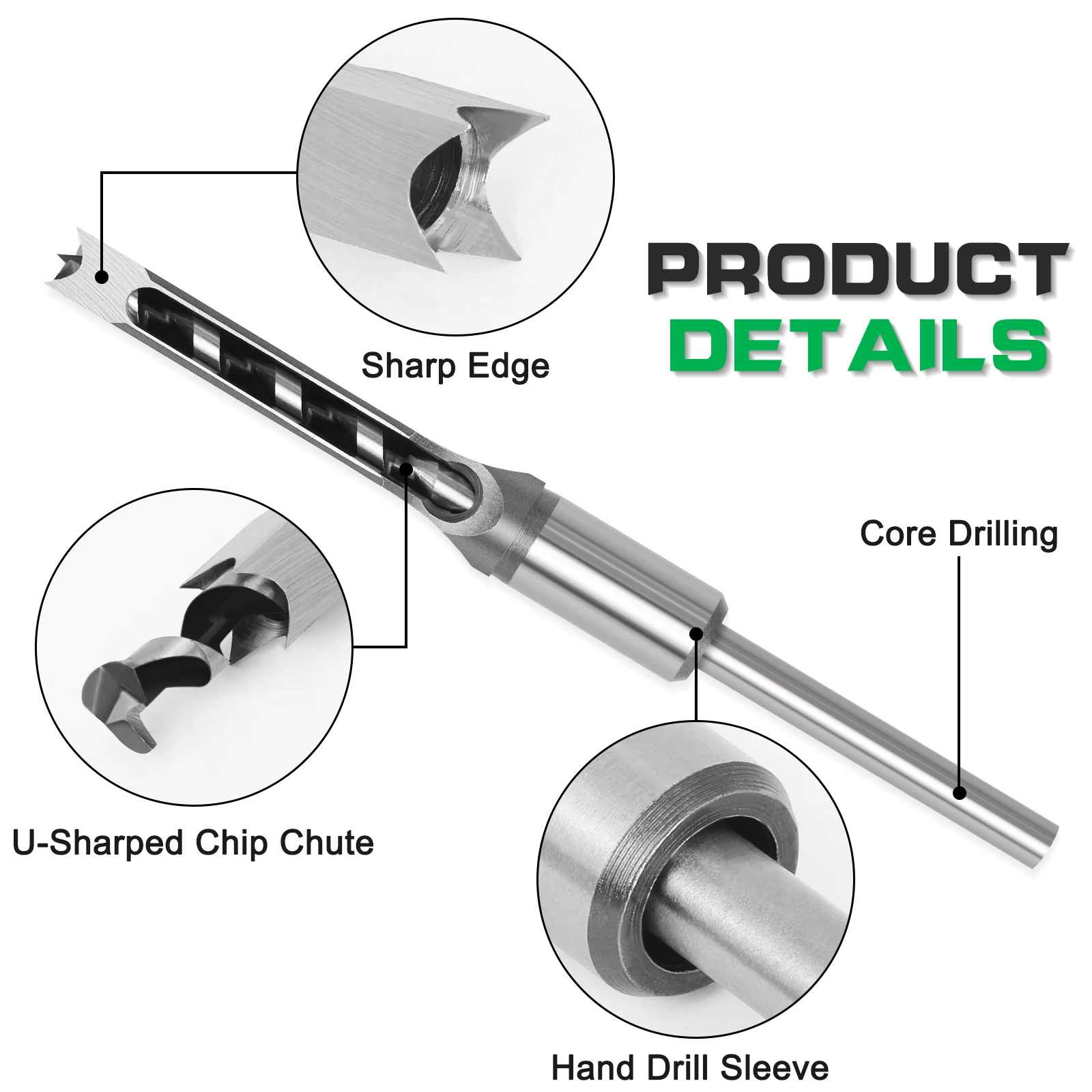 1PC 6-25MM Woodworking Square Drill HSS Twist Square Hole Drill Bits Auger Mortising Chisel Extended Saw for Woodworking Tools