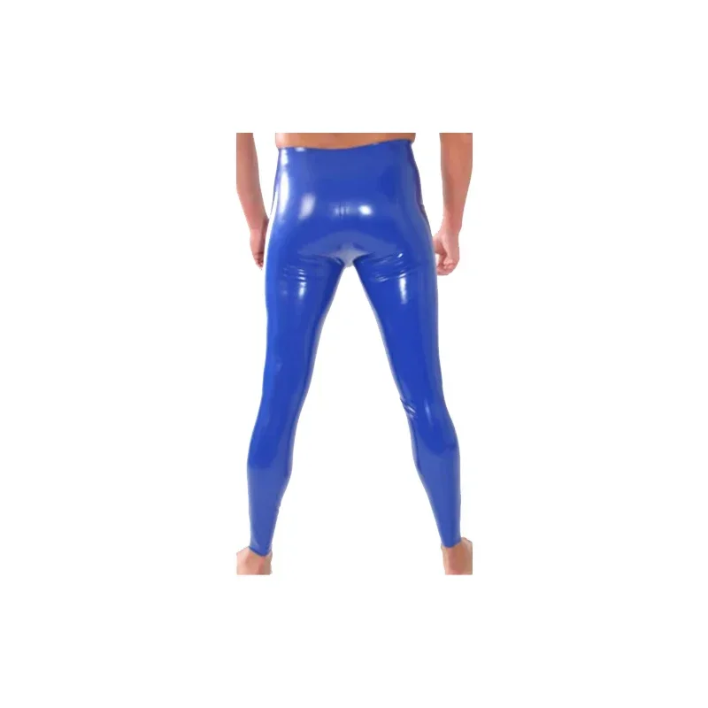 

Long Pants Latex Rubber Men Tights Trousers Marineblaue Hosen With Black Zipper 0.4mm Size XS-XXLHalloween