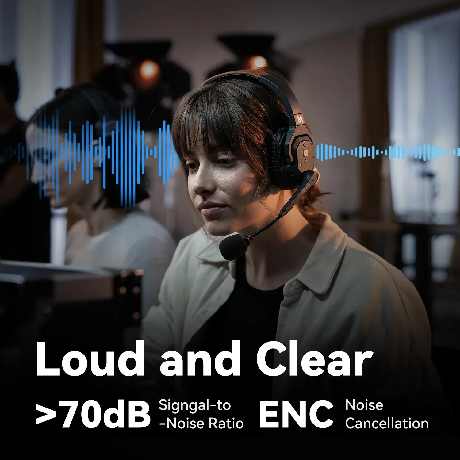Hollyland Solidcom SE Full Duplex Wireless Intercom Headset System ENC Noise Cancellation 350m 2-5 Users Team Communication