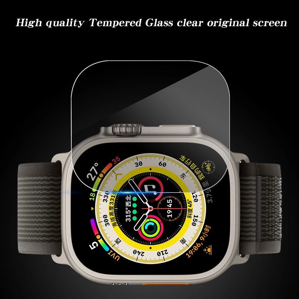 Tempered Glass+Watch Cover for Apple Watch Ultra 49mm Screen Protector Hard Frame Protective Case for iwatch Ultra 49mm Bumper