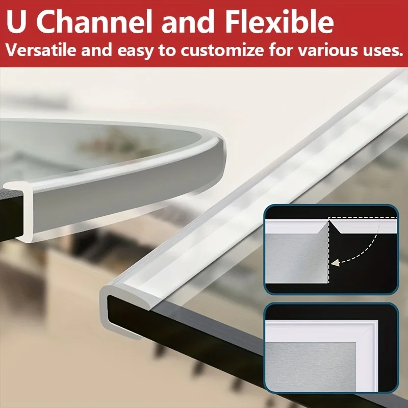 

2M Self-Adhesive Clear Silicone U-Channel Edge Trim | Flexible Seal Strip for Metal & Glass, 1.6mm | DIY Home & Car Protection