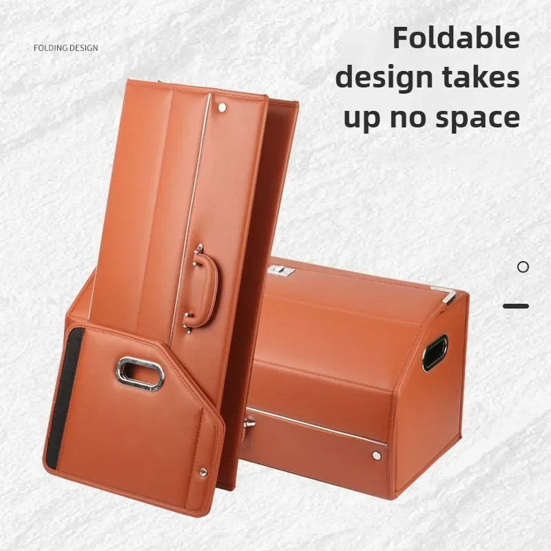 Nappa Leather Car Storage Box Foldable Trunk Organizer Auto Supplies Car Accessories Interior multi-function Trunk Storage Box