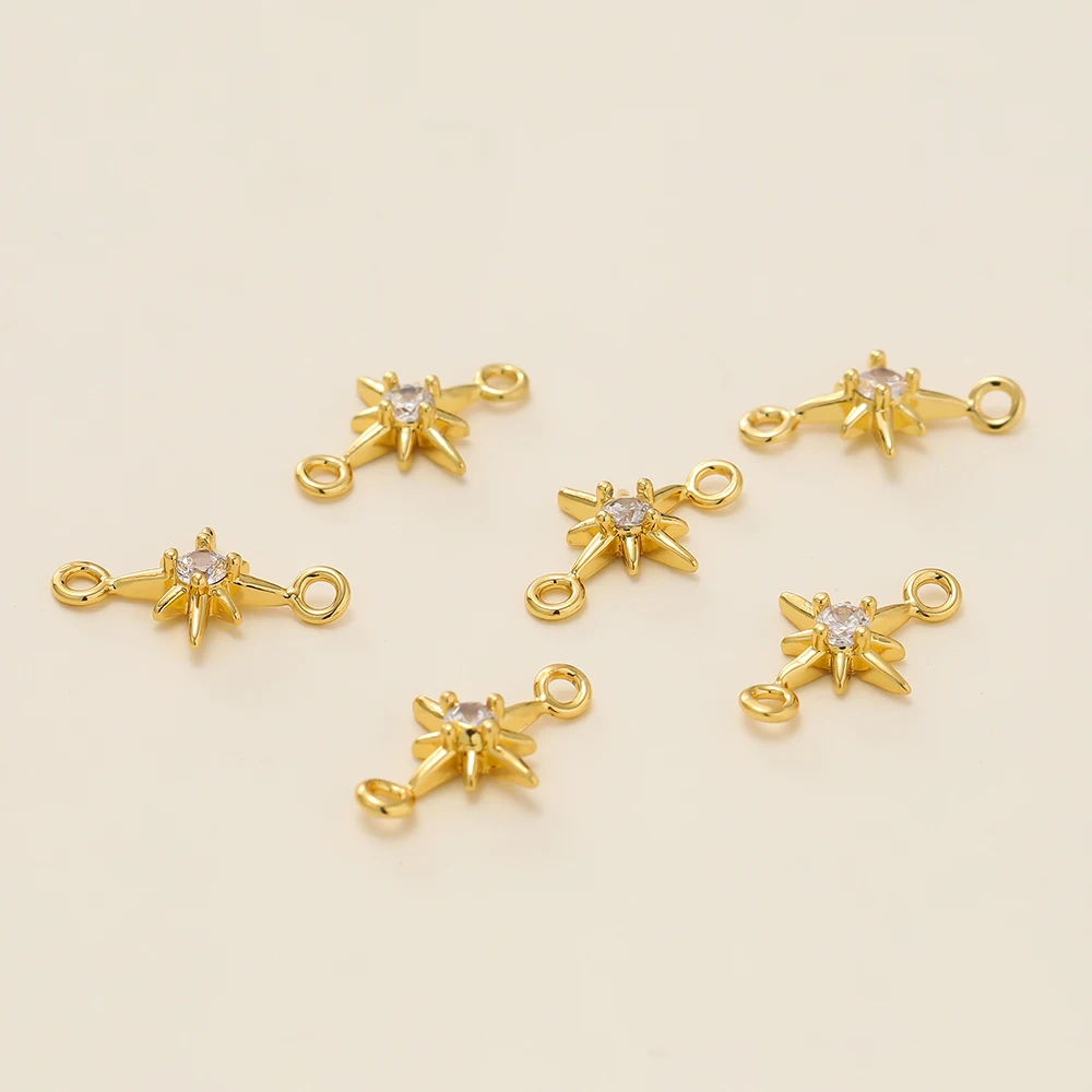 2 Stücke 14/18 Karat Gold Farben Strass Hexagramm Sterne Doppelring Anhänger Für Armband Halskette Dekoration Schmuck Finden