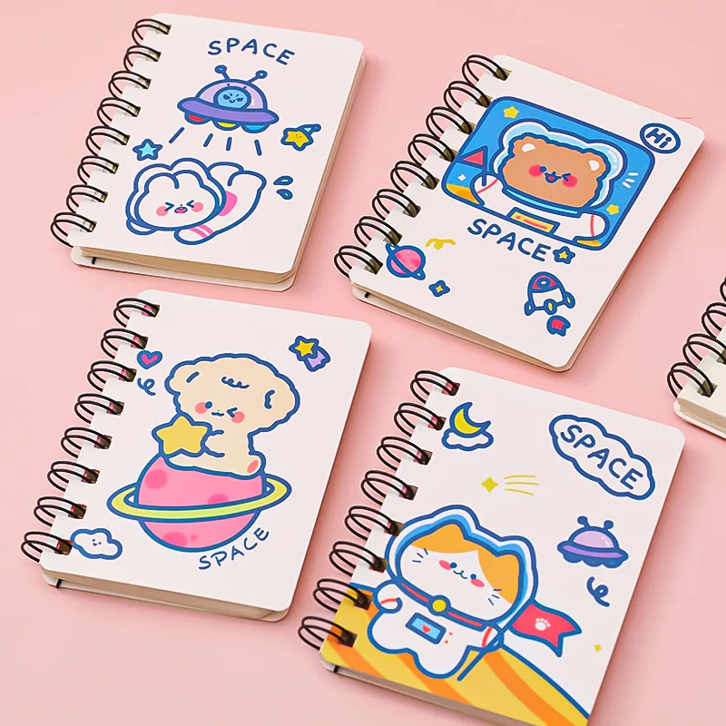 Kawaii Cute Cartoon Animals Mini Spiral A7 Notebook Daily Weekly Planner Blank Paper Note book Time Organizer School Supplies