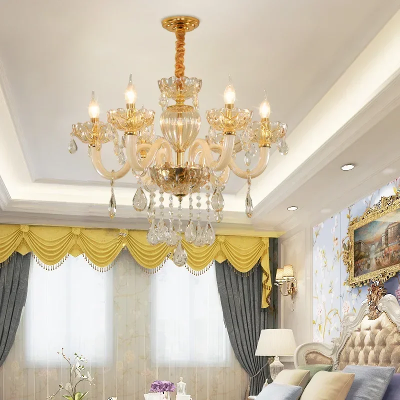 Living Room Crystal Lamp European Bedroom Chandelier Simple Modern Dining Room Light Creative Villa