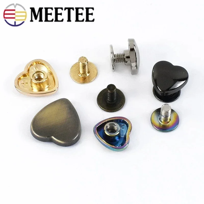 10/30/50Pcs 8/10/12/14mm Heart Rivet Screw for Bags Hardware Decorative Clasp Studs Button Nail Spikes Metal Buckles Snap Hook