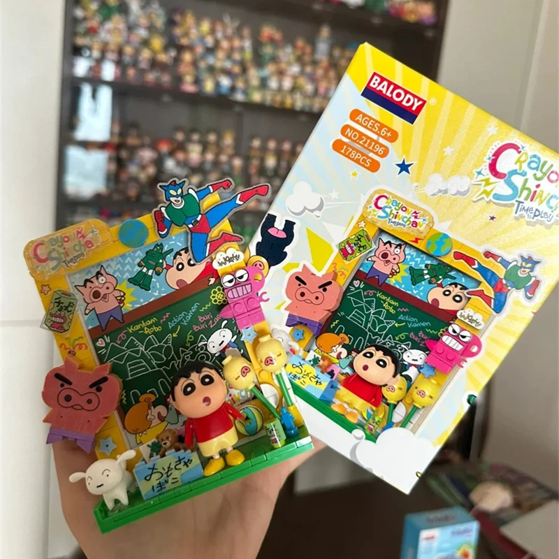 BALODY Crayon Shin-chan photo frame building blocks Japanese anime peripheral Doraemon assembly toys children's birthday gift