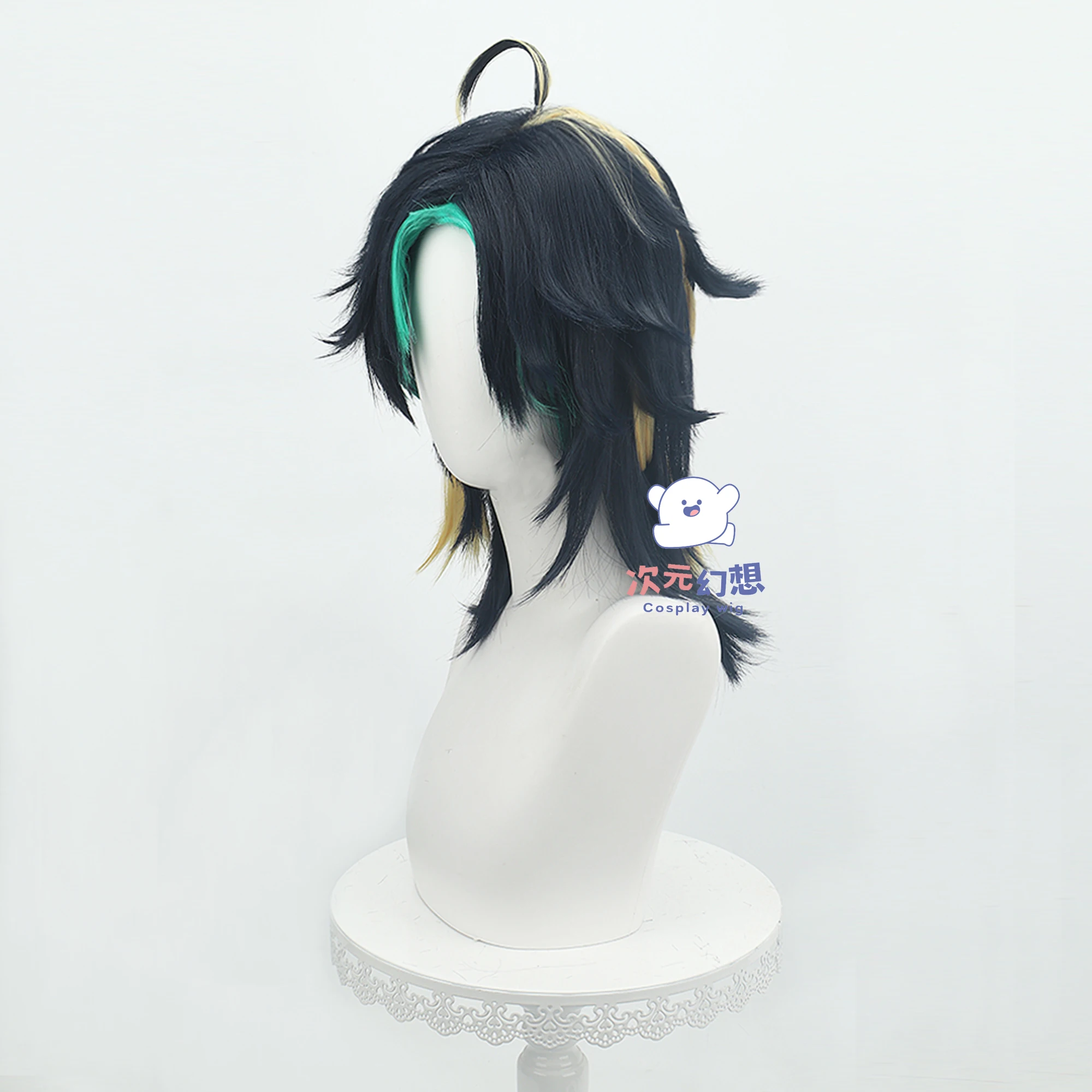 Genshin Impact Kinich Peruca Cosplay, Cabelo Sintético Resistente ao Calor, Festa de Halloween, Role Play, Boné de Peruca Grátis