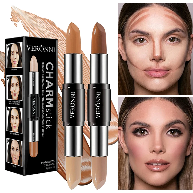 両端輪郭スティック、ハイライター、防水性と耐汗性、高い鼻筋、初心者向けの顔痩せ鼻輪郭ペン