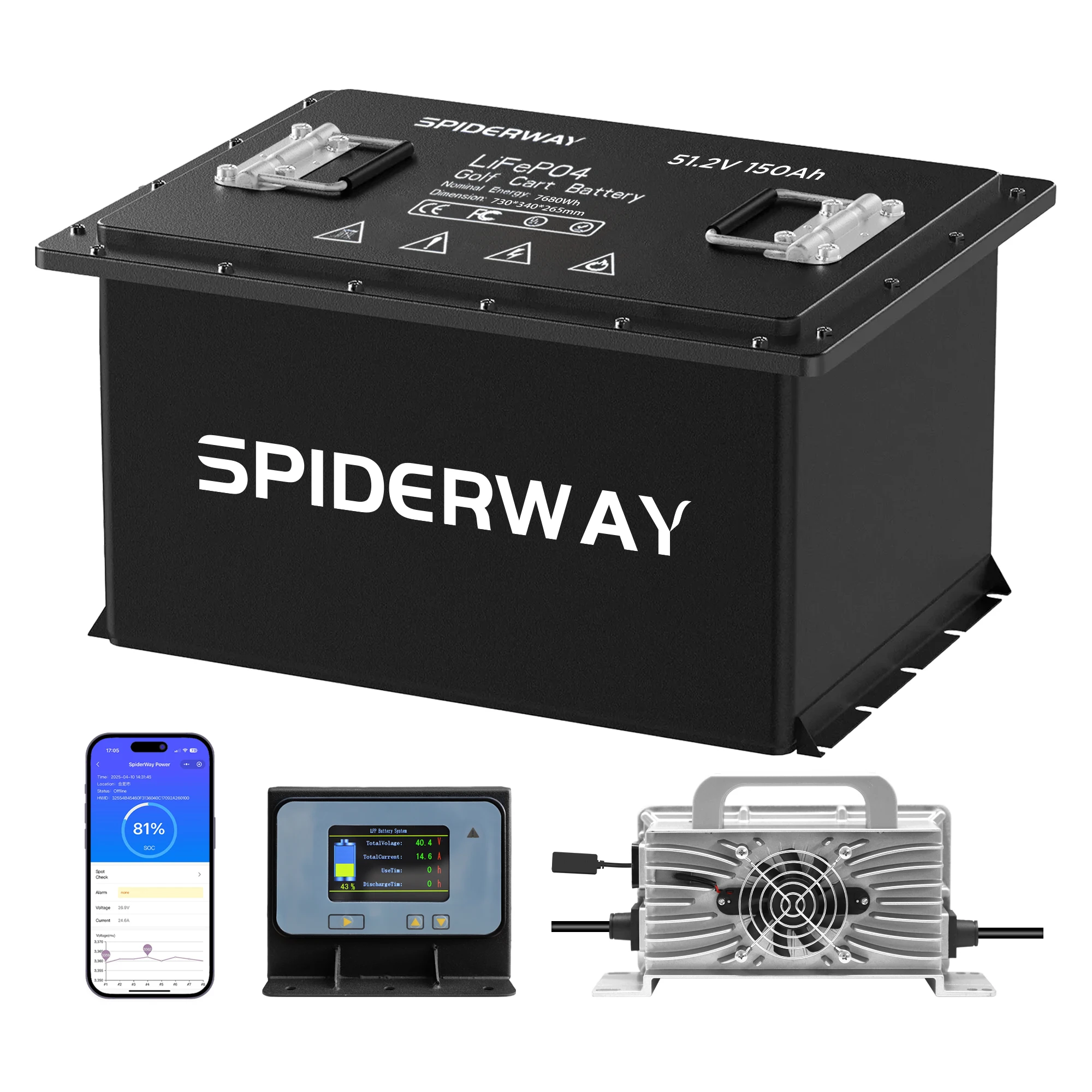 

Литий-ионный аккумулятор LiFePO4 48В 150Ач для гольф-каров с зарядным устройством 48В 25А для ICON i20L, i40L, i60L