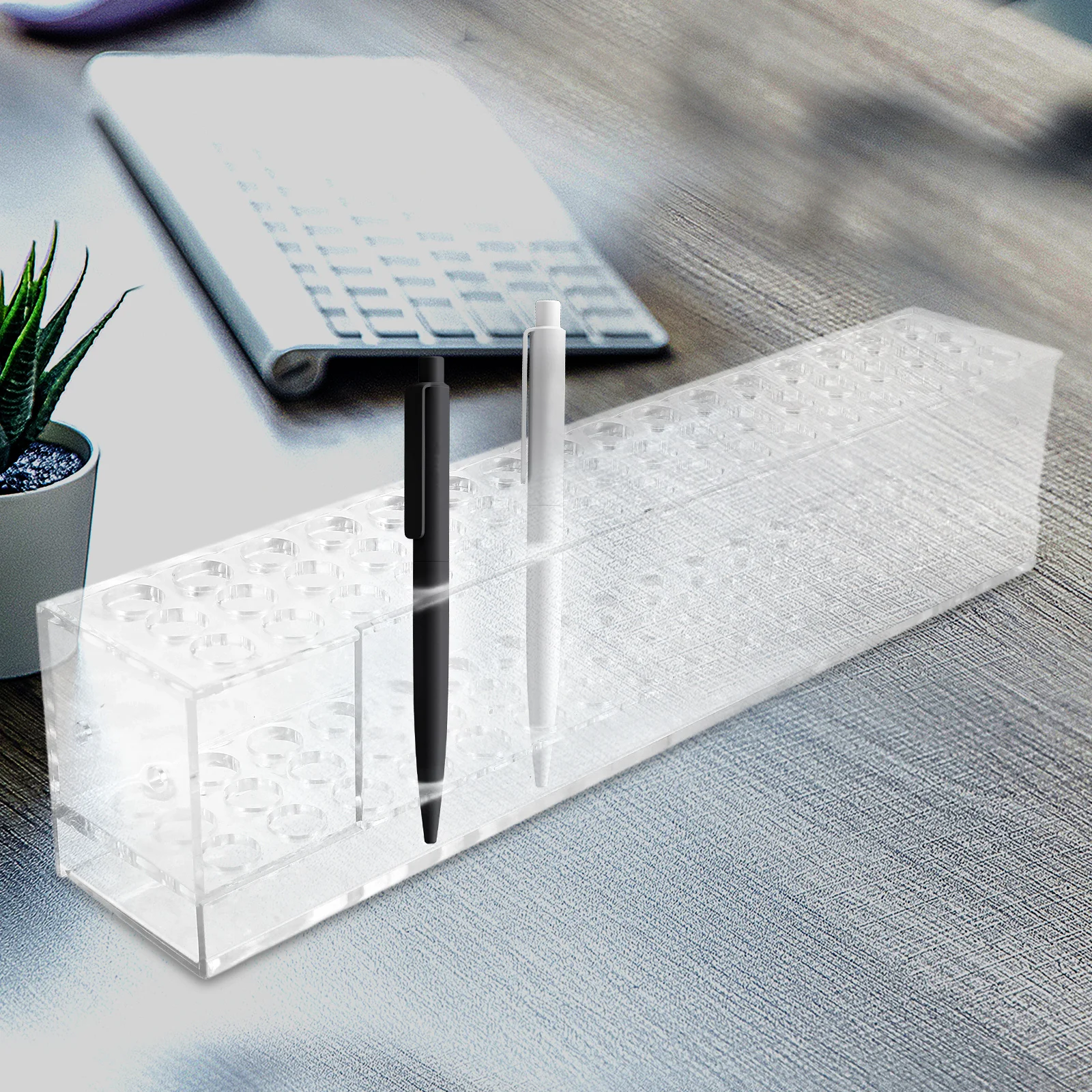 

Acrylic Pen Holder Display Stand 48 Holes Pen Storage Rack Pencil Organizer Paint Brush Stand Stationery Box Desk Decor Gift