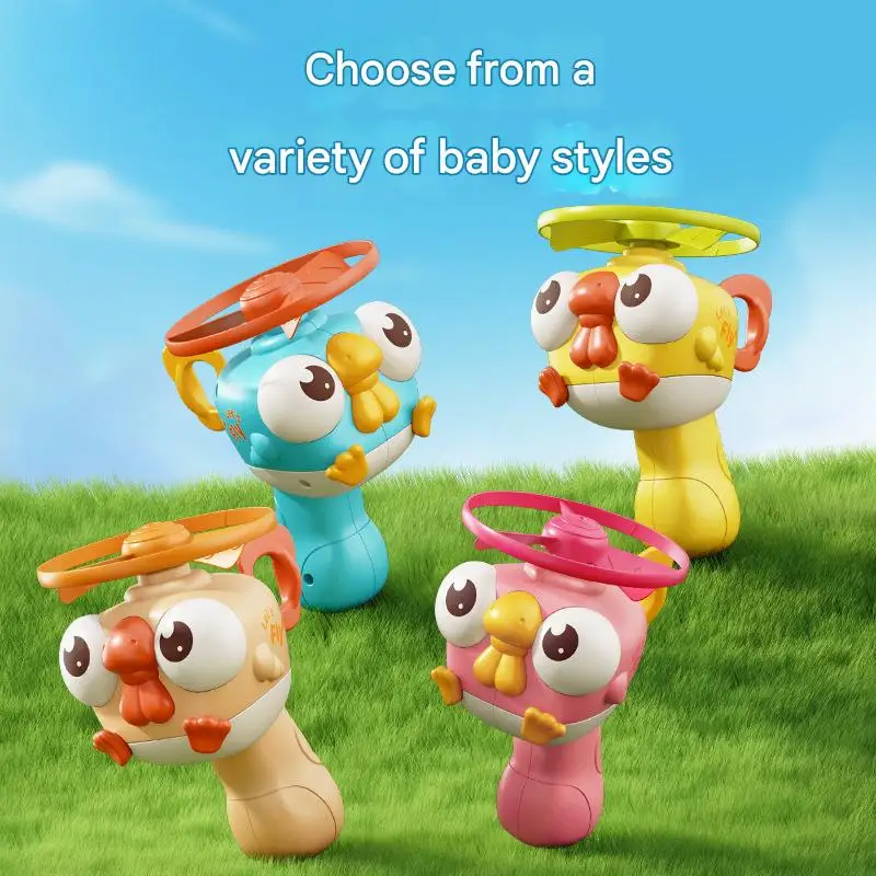 1pc crianças brinquedo de libélula de bambu, disco voador de puxar à mão, arma de lançamento portátil, flyer rotativo ao ar livre interação pai-filho