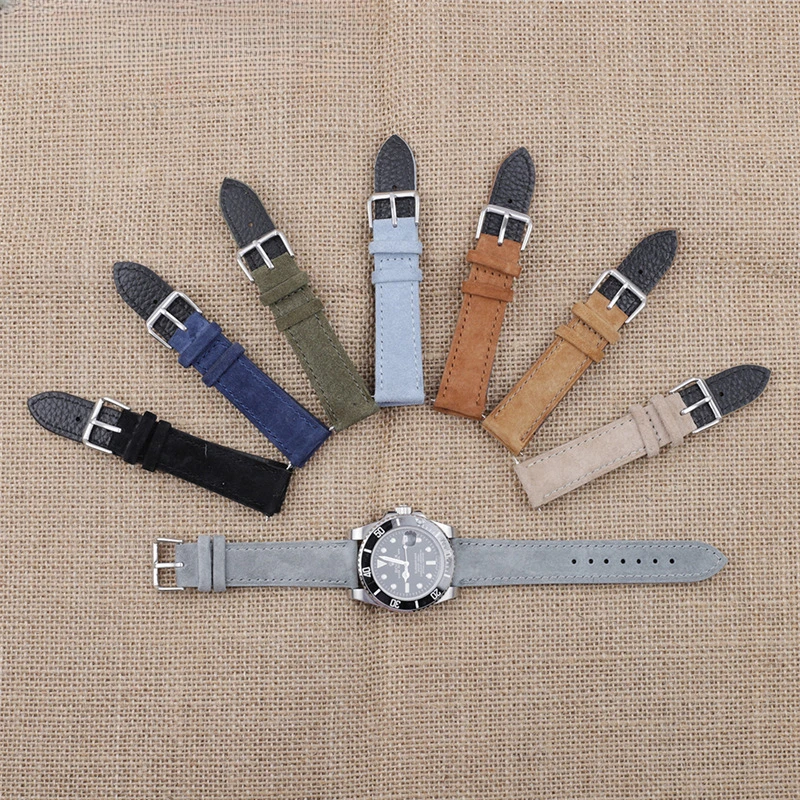 Vintage Suede Leather Watch Band Cowhide Stitching Bracelet 18mm 19mm 20mm 22mm 24mm Sport Quick Release Watch Strap Replacement