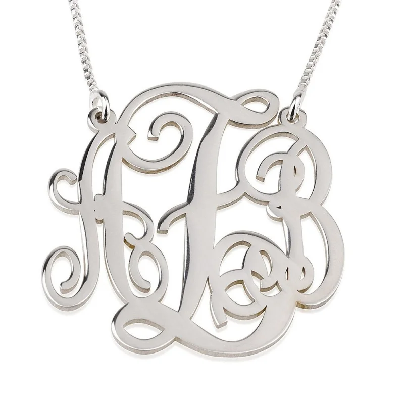

Personalized 3 Initial Monogram Necklace - 925 Sterling Silver Letter Pendant Gift for Her Valentine Christmas Birthday