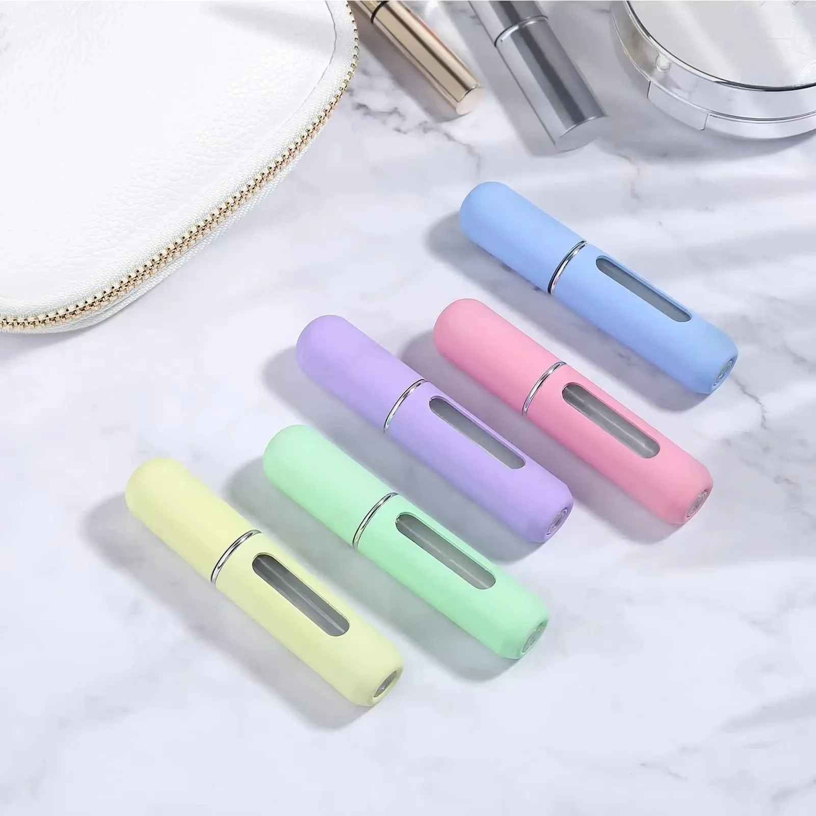 1/5Pcs Candy Color Bottom Filling Perfume Bottle 5ml 8ml Portable Travel Liquid Sub-Bottling Refillable Jar Empty Spray Cosmetic