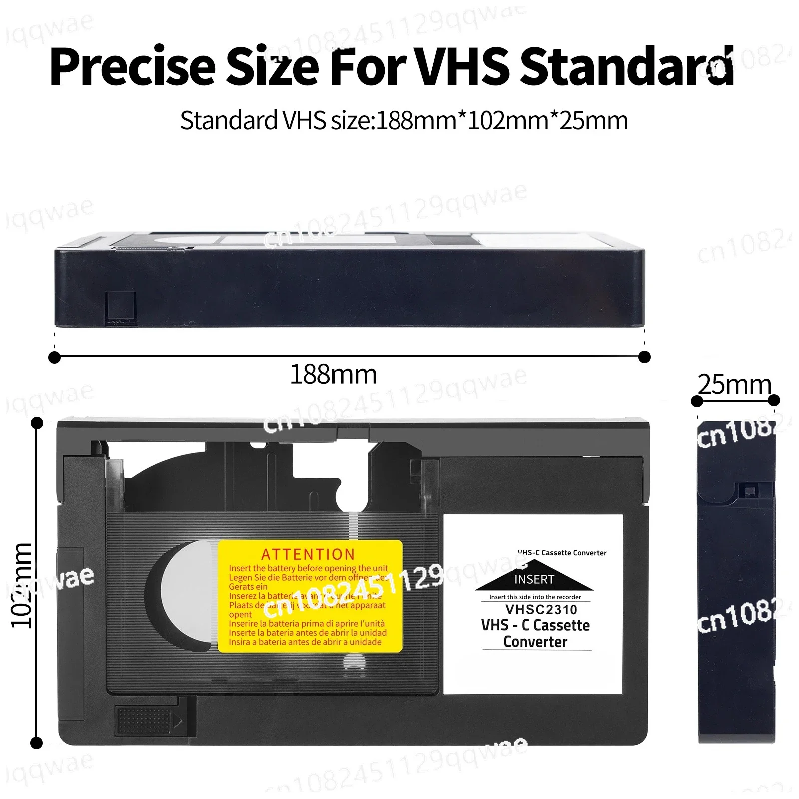 (MiniDV/Hi8 incompatible) Old VHS to VHSC Half VHS Conversion Cassette Adapter Cassette