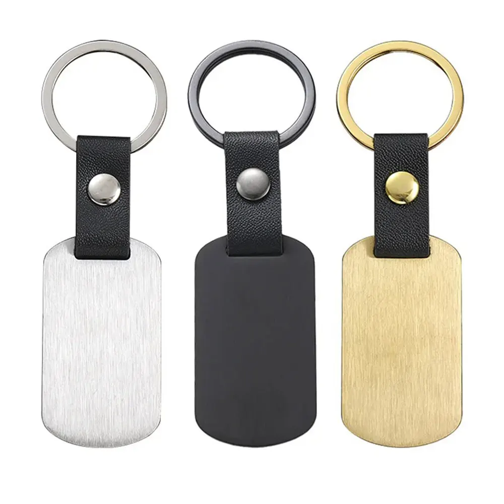 Wholesale 10pcs Stainless Steel Dog tag Keychain Blank To Record Metal Military Tag Key Chain Key Ring Matte Surface
