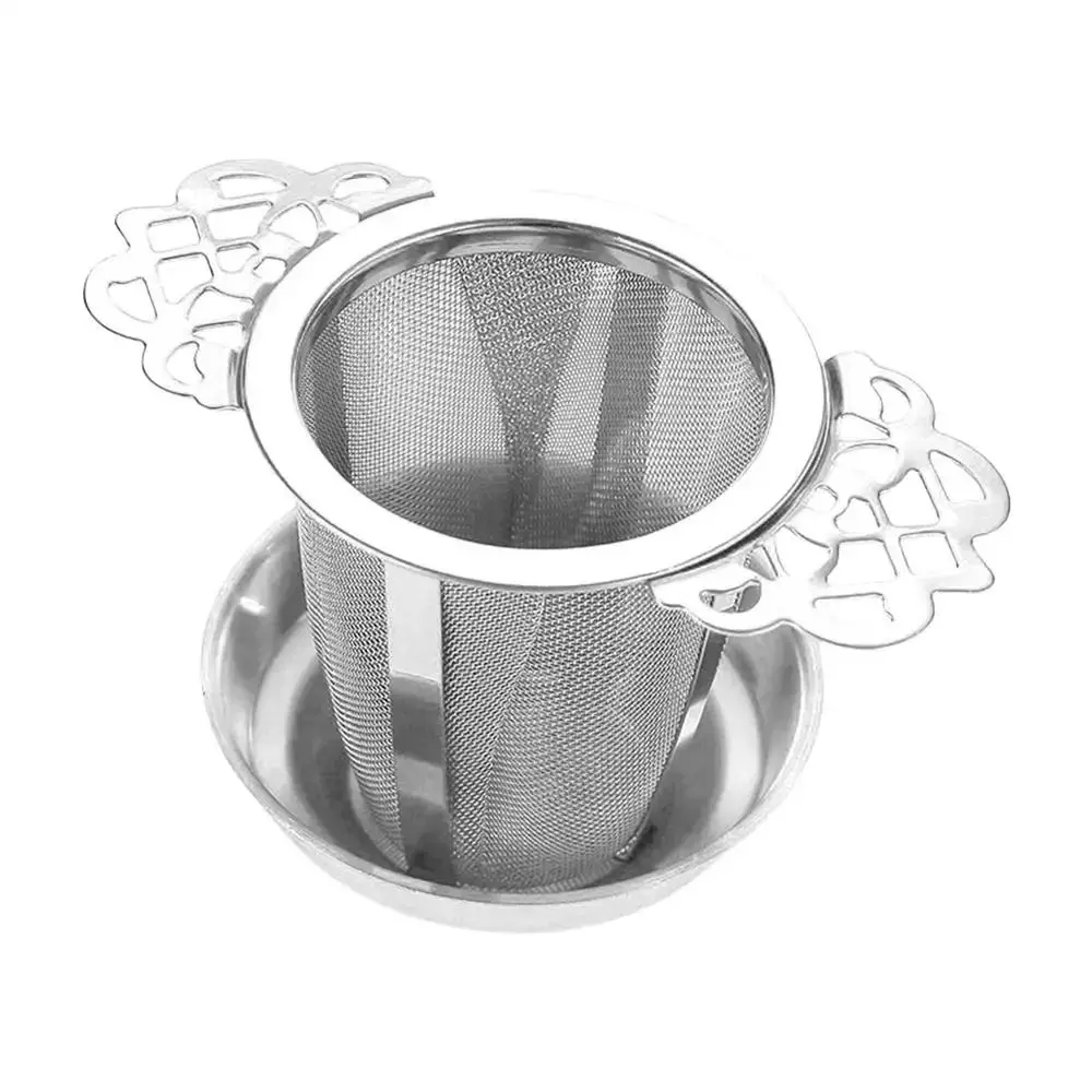 Double-layer Double Ear Tea Infuser Stainless Steel Fine Mesh Tea Strainers Lace Handles Large Capacity Coffee Filter Sieve