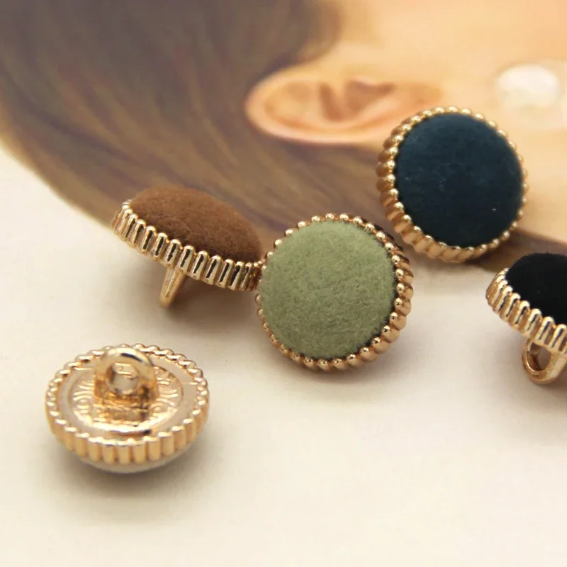 HENGC 13mm Small Metal Shank Fabric Buttons For Clothes Women Winter Blouse Coat Sweater Decorative Sewing Accessories Wholesale image 4