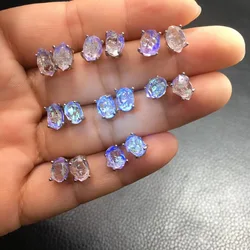 1 Pair Fengbaowu Natural Pakistan Herkimer Diamond Earring 925 Sterling Silver Reiki Healing Stone Fashion Jewelry Gift Women