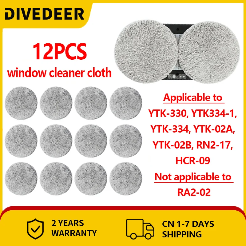 DIVEDEER 12 Pieces Electric Window Cleaner Round Cleaning Cloths for our Window Cleaner Cleaning Cloths