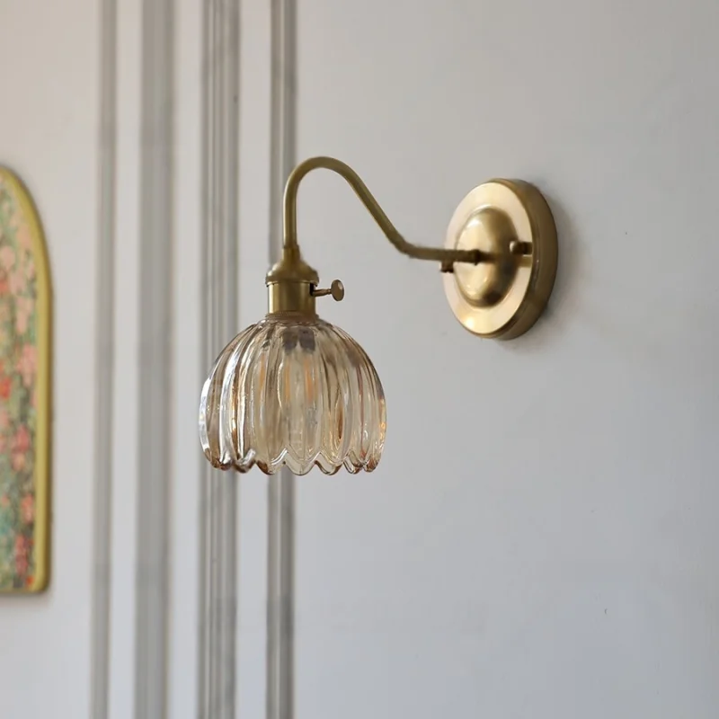 2026 Plug In LED Wall Lights Dining Room Kitchen Nordic Modern Glass Copper Knob Switch Bedside Lamp Sconce Wandlamp Luminaire