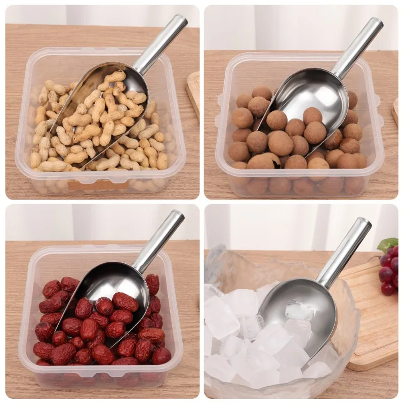 Ice Cube Scoop Stainless-Steel Bar Buffet Kitchen Spice Candy Flour Nut Scoop Spoon Dry Goods Shovel Party Kitchen Accessories