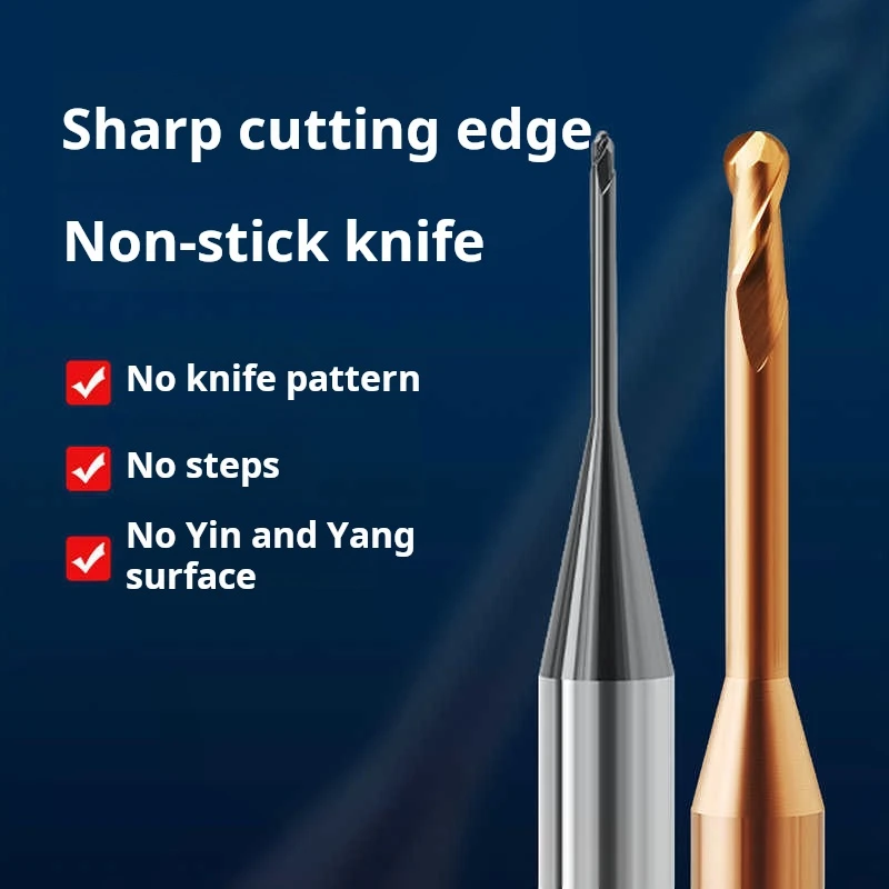 

Твердосплавная сферическая концевая фреза с глубокими канавками, 2 фрезы с микродиаметром и ЧПУ для алюминия, маленькая фреза с длинной шеей R0.25 R0.3 R0.4