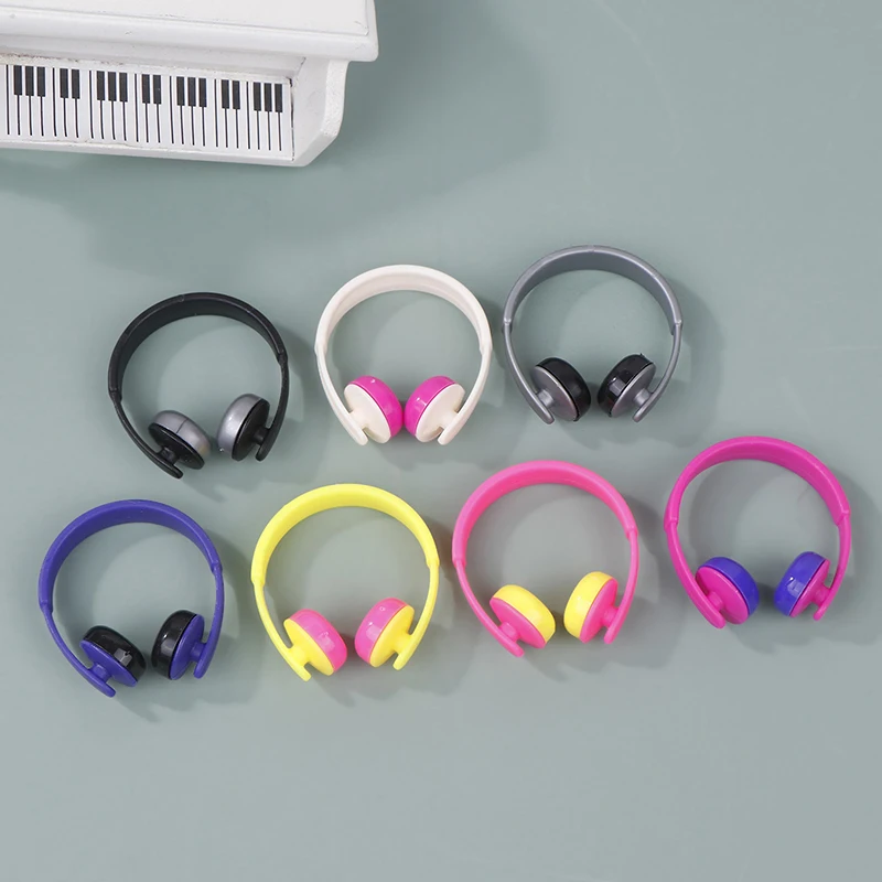 5pcs Mini Headphones Model DIY Sunglasses Straw Hat Scarf Jewelry Accessories Decoration Kids Play Pretend Toys Gifts