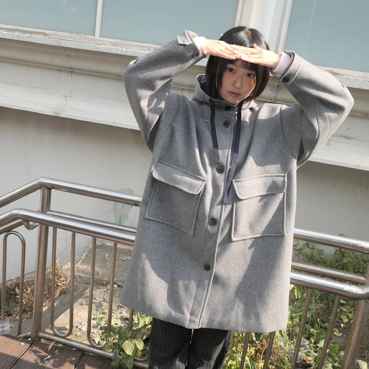 

Шикарное шерстяное пальто женское осенне-зимнее винтажное возрастное пальто для колледжа с капюшоном Jaet средней длины для поездок на работу Faion