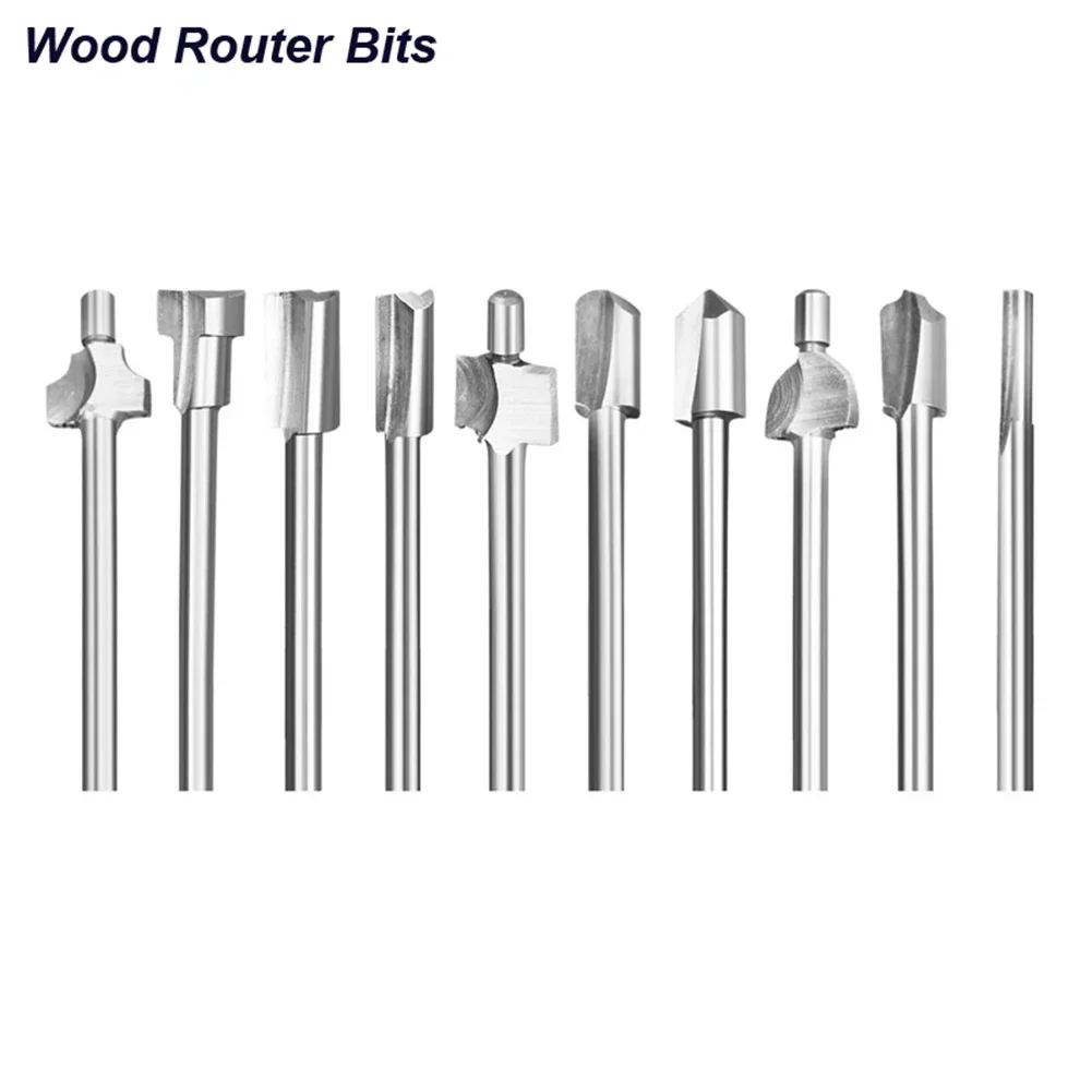 10pcs HSS Router Bits Wood Cutter Milling Fits Dremel-Rotary Tool Set 1/8\