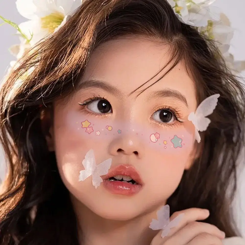 Tymczasowe brokatowe tatuaże na twarz, akcesoria do makijażu, wielokolorowe naklejki do makijażu twarzy, modne style, tatuaże do makijażu policzków, zestaw 10 sztuk.