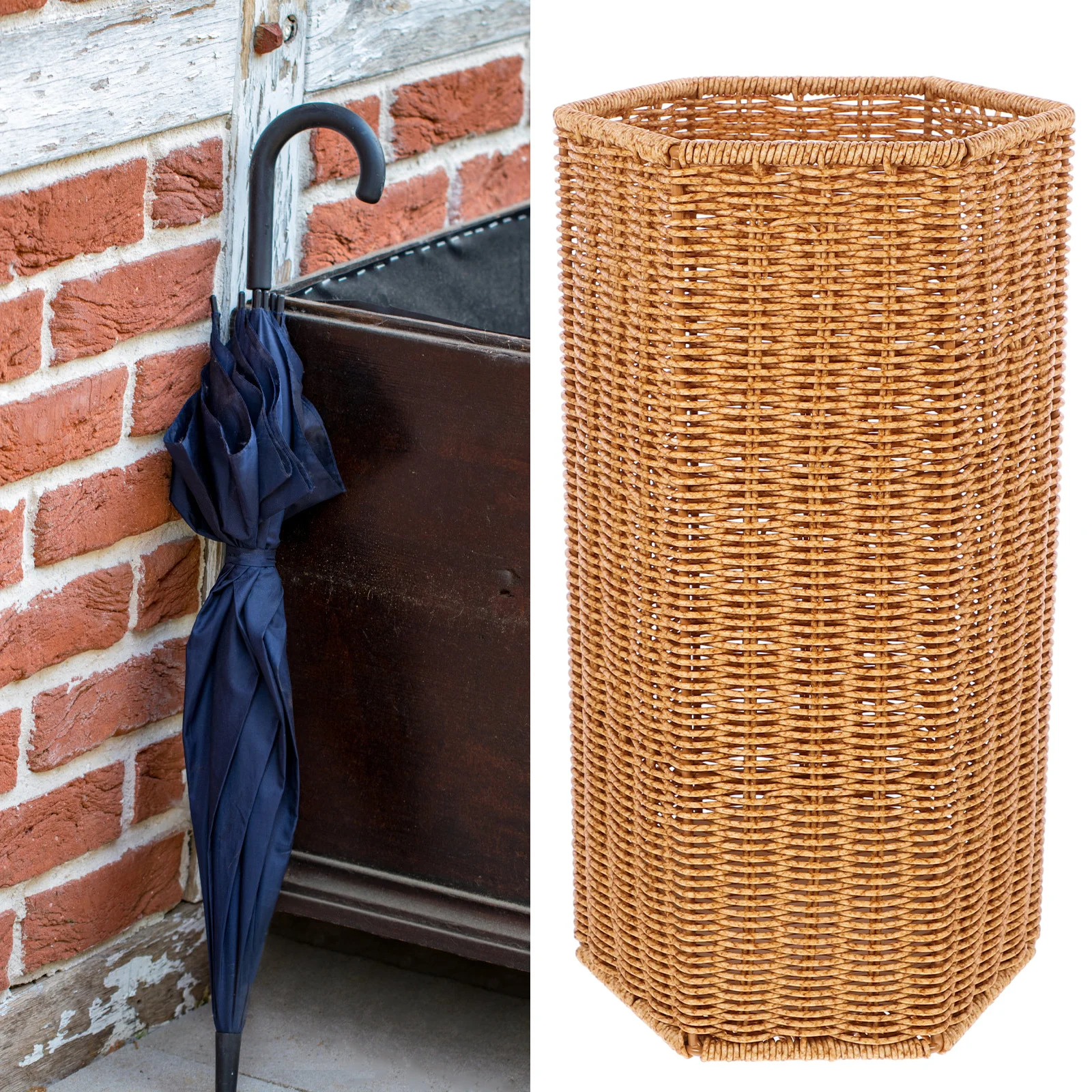 

Woven Umbrella Holder Iron PP Material Large Capacity Umbrella Stand Organizer for Home Office Entryway Indoor