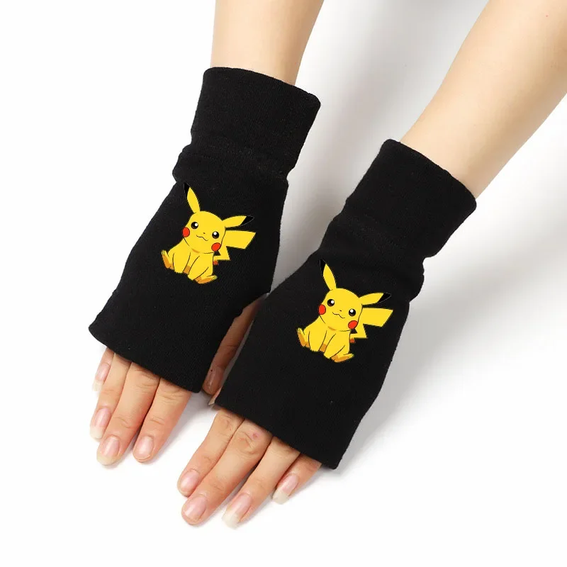 2024 Pokemon Half Finger Cartoon Gloves Pikachu Gengar Cute Fashion Gloves Boys Girs Winter Cool Birthday Christmas Gifts