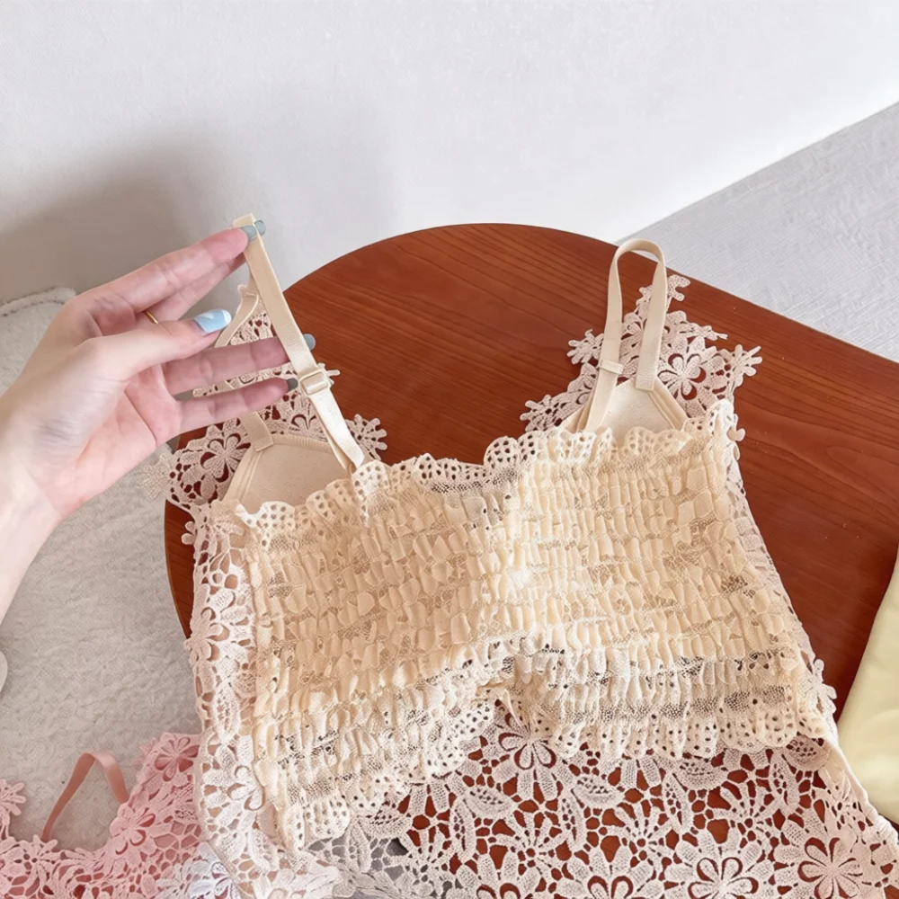 Summer Women V Neck Lace Cami Top Sexy Hollow Out Aesthetic Sleeveless Vest Stylish Basic Layering Under Shirt