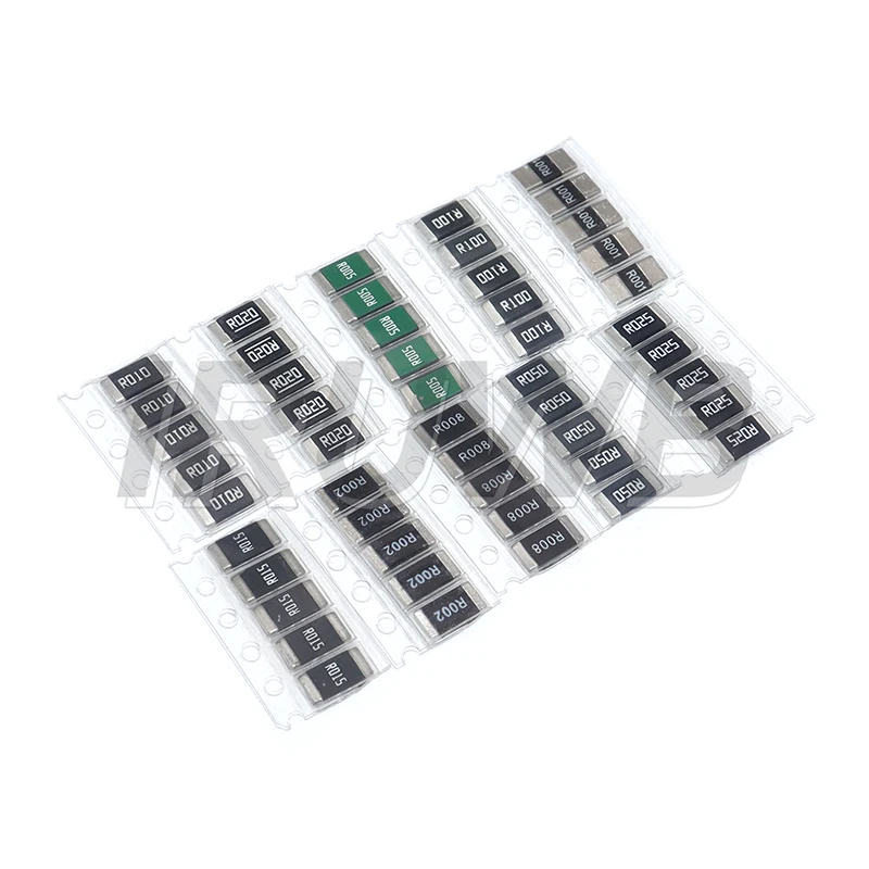 50 قطعة 2512 SMD المقاوم عينات عدة R001 R002 R005 R008 R010 R015 R020 R025 R050 R100 سبيكة المقاومة 10 أنواع X5 قطعة = 50 قطعة #4