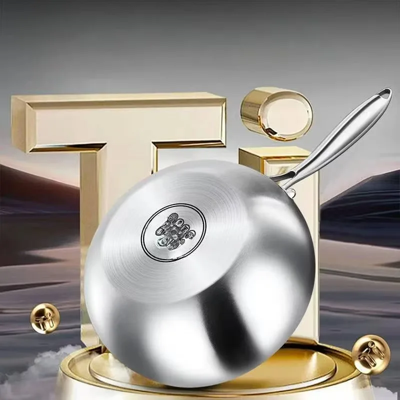 Pure titanium hammer frying pan 3-4 liters capacity, American heat-resistant gas/electric furnace