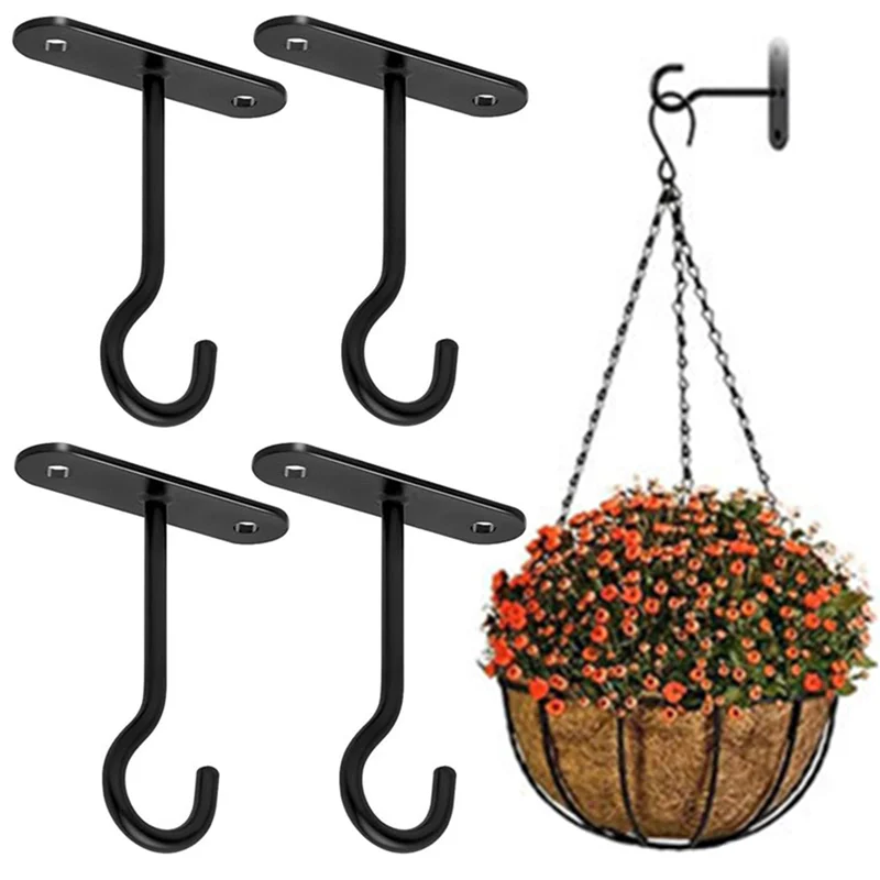 Garden Hooks Flowerpot Iron Stake Shepherd Crook Hooks Solar Lights Lanterns Bird-Feeder Plant Baskets Flower Hanger Stand