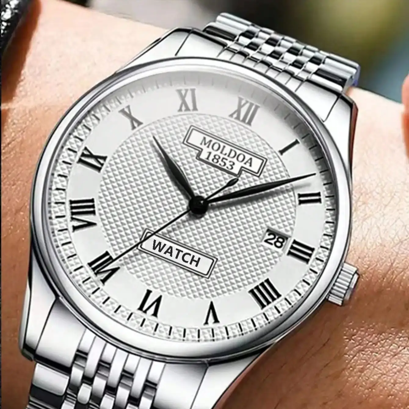 New men's watch with fashionable style, sunny, stable, mature, elegant temperament, calendar, and men's quartz watch