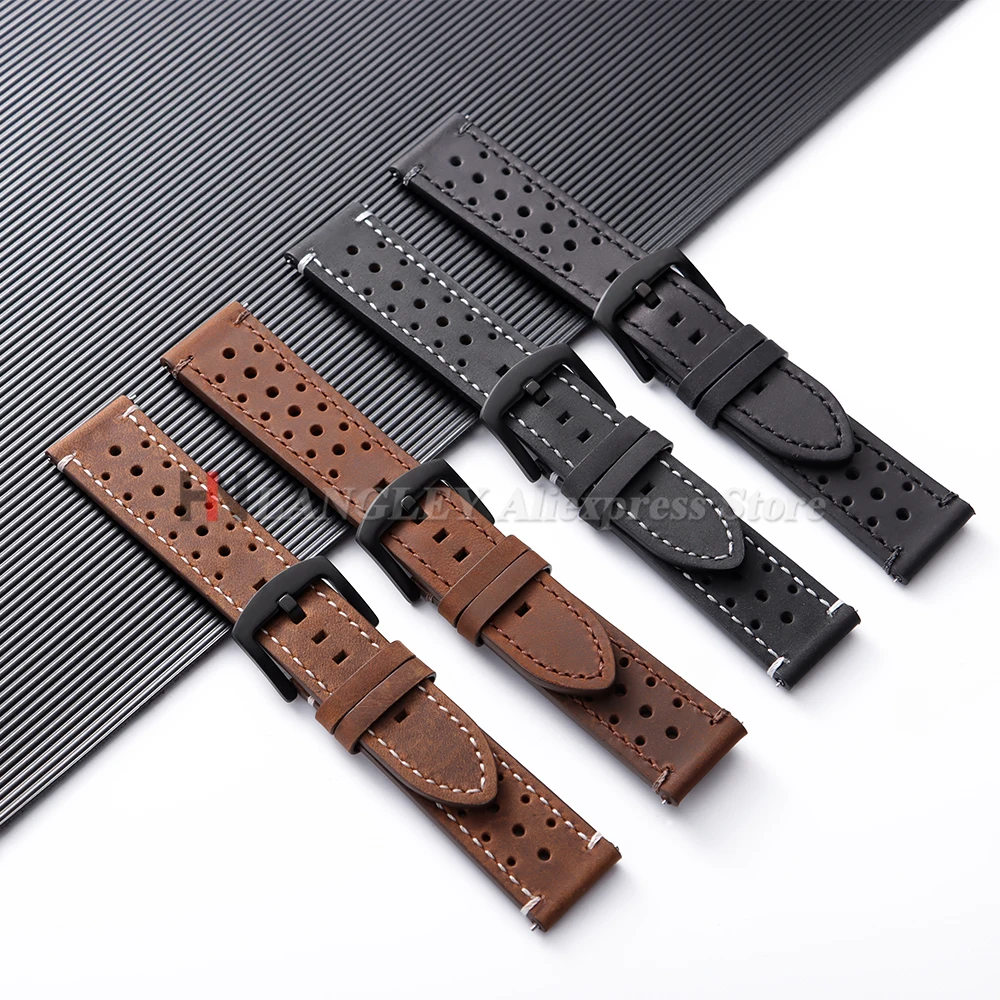 퀵 릴리즈 18/19/20/21/22/24mm 빈티지 소가죽 스트랩 삼성 갤럭시 워치 7/6/5/4 유니버설 팔찌 스포츠 밴드