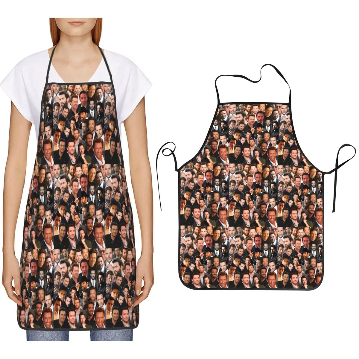 Hugh Jackman Photo Collage Aprons Chef Cooking Baking Tablier Bib Kitchen Cleaning Pinafore for Women Men Gardening