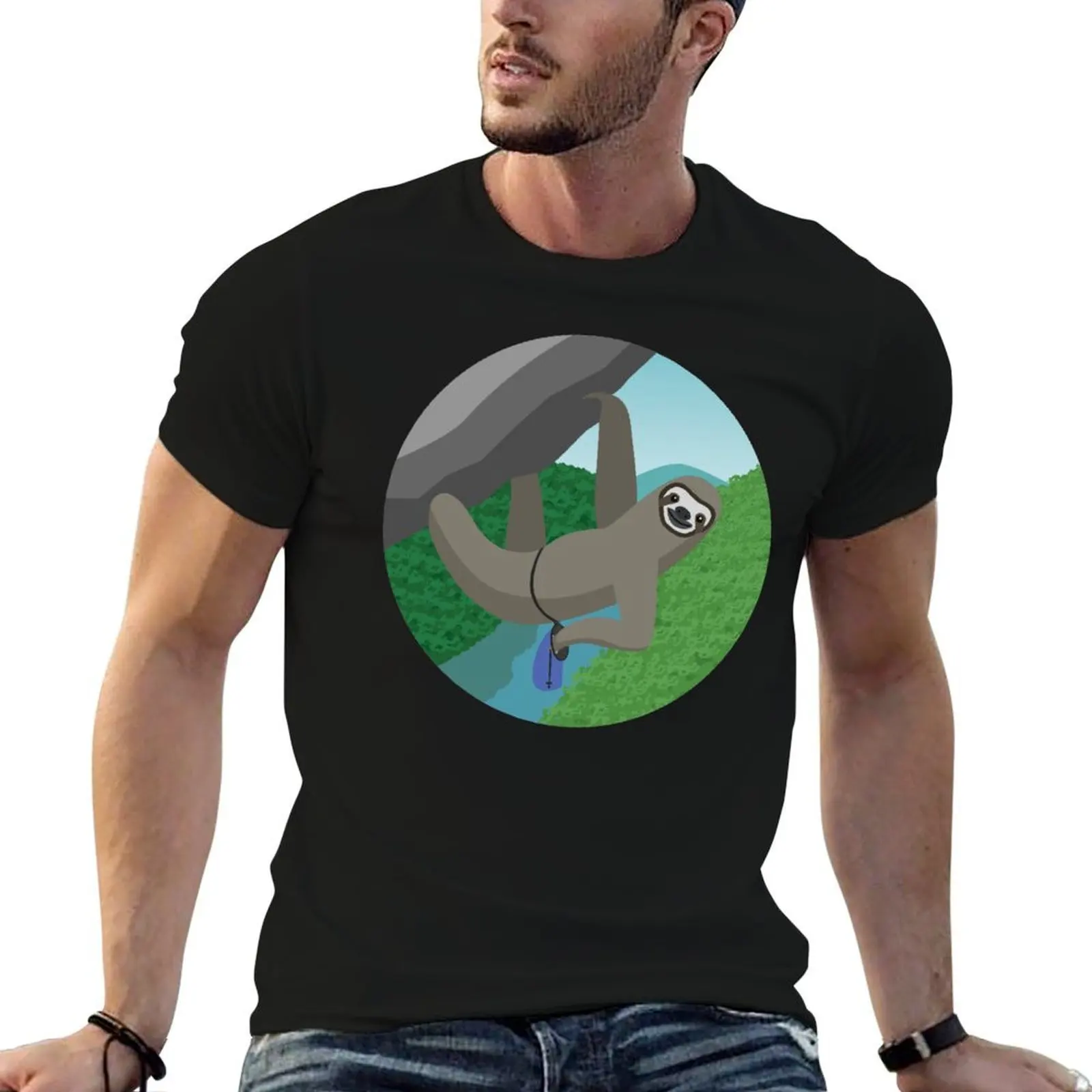 Rock Climbing Sloth New River Gorge T-Shirt t shirt man luxury t shirts for man graphic vintage t shirt custom print T-shirt