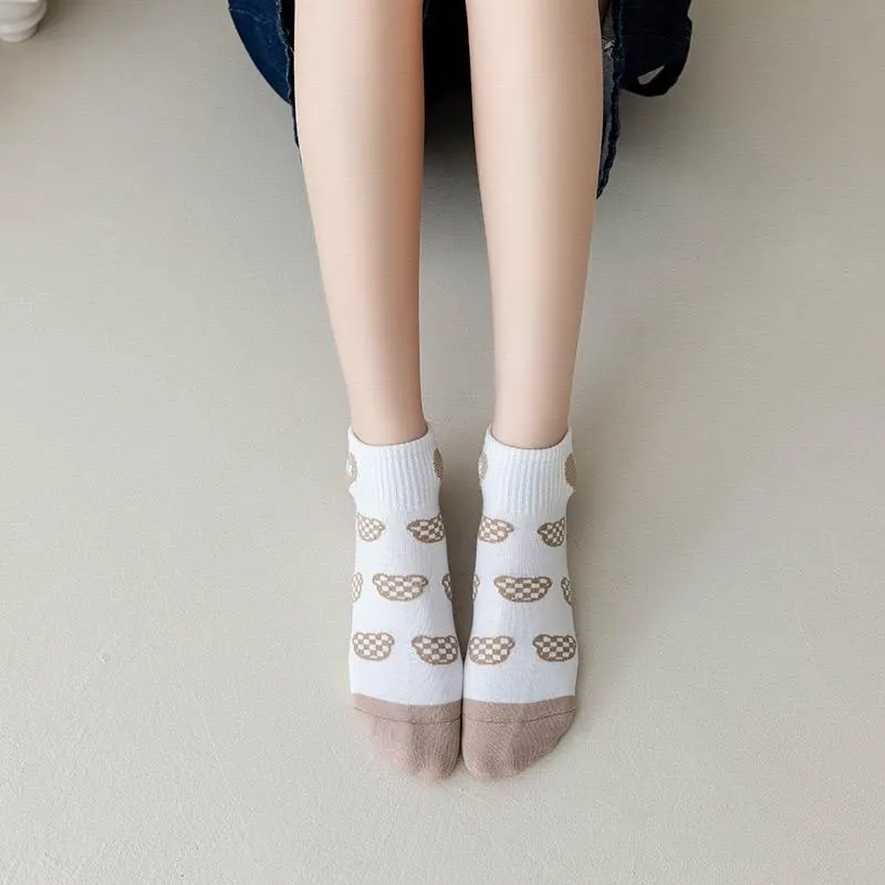 5 Pairs Women Elegant Socks Retro Polyester Cotton Low Tube Girl Breathable Japanese Style Casual Stockings image 5