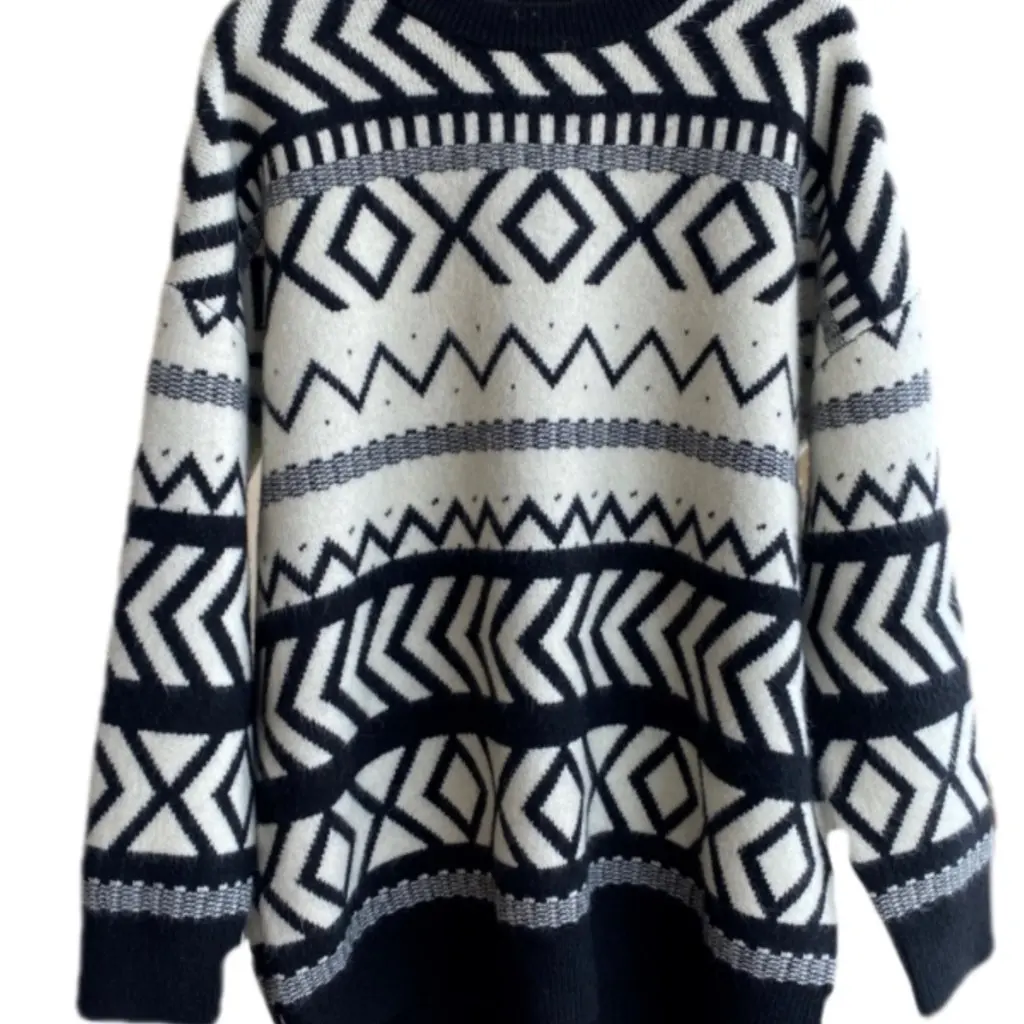 

Women's Vintage Oversize Lazy Jacquard Warm Pullover Sweater Fashionable Autumn Winter New F112807