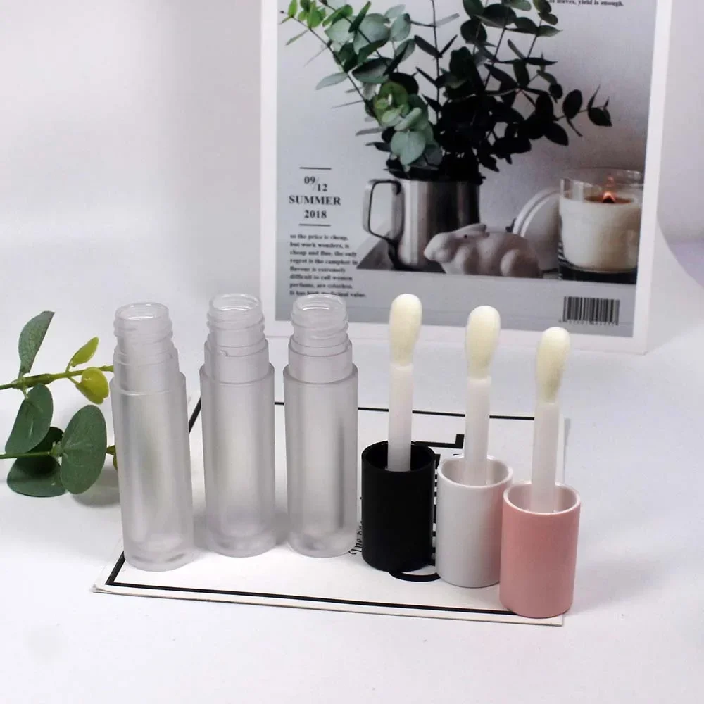 50pcs 5ml Transparent Frosted Large Coarse Brush Rod Lip Color Tube Cosmetics Thumb Gloss Packaging Empty Bottle Wholesale