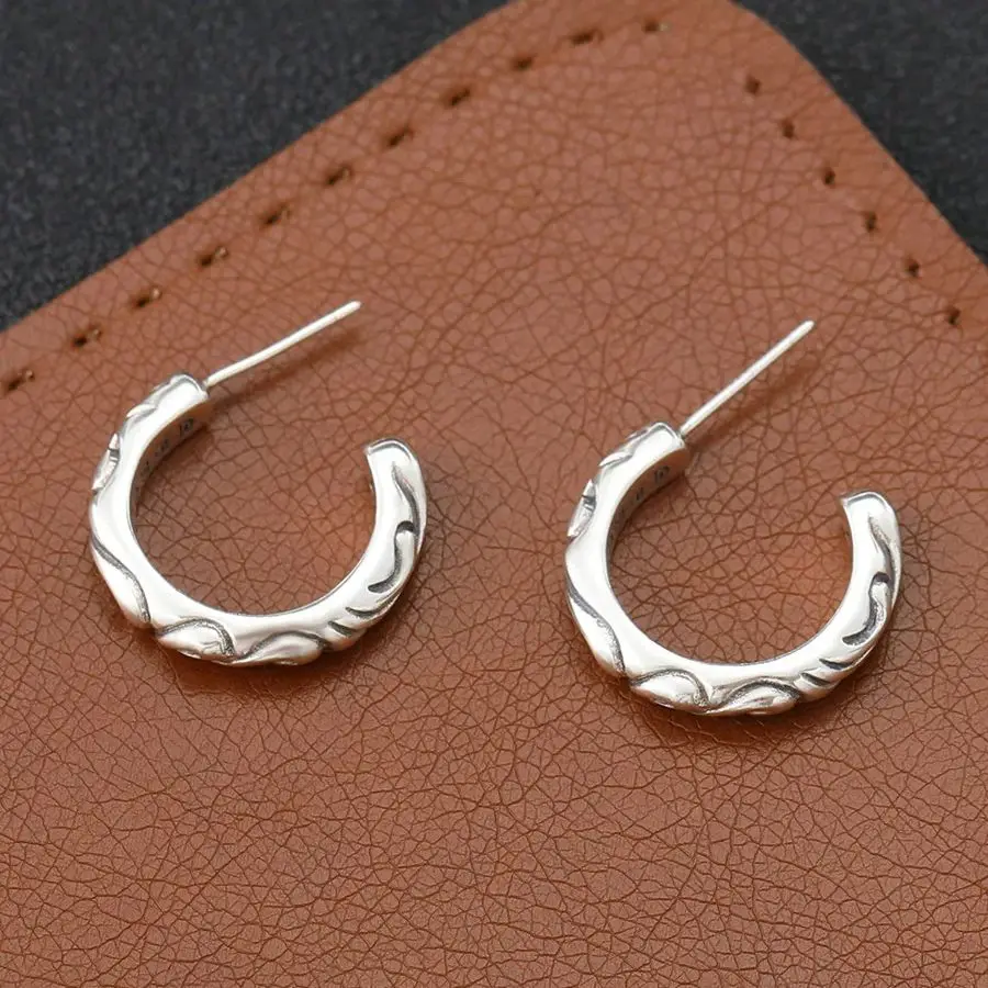 S925 pure silver ear nail temperament, beautiful and niche jewelry  Eternal Vine Punk Style Versatile Earrings